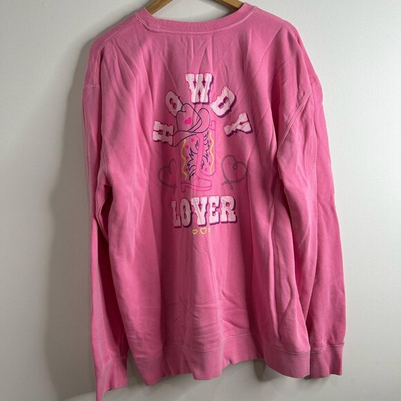 Living Fully Co by Mallory Ervin Howdy Lover Sweatshirt Womens XL Pink Crewneck - Picture 1 of 9
